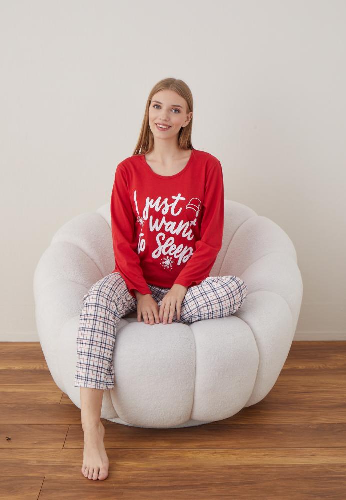 Pijama Dama Craciun ,maneca lunga ,pantaloni lungi,Engros